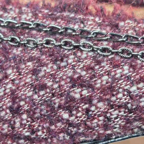 Ann Taylor Maya Burgundy Tweed Cap Toe Chain Trim Heels Size 7M - Picture 5 of 16